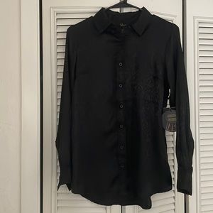 Japna small black leopard shiny long sleeve new with tag